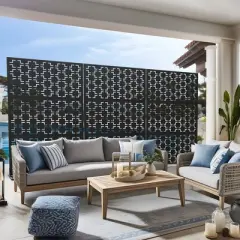 PexFix 72 in. x 47 in. Outdoor Metal Privacy Screen in Square Pattern in Black