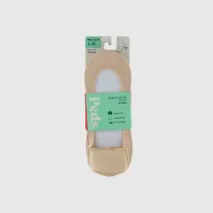 Peds Women's Cushion Heel 2pk Liner Socks - Beige Nude 5-10: No Show, Hidden Gel Grip, Stretch Knit