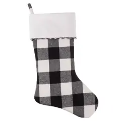 Haute D&eacute;cor 2pk 20in Hang Right Buffalo Check Christmas Stocking Black/White: Polyester, Adjustable Loop, Winter Holiday