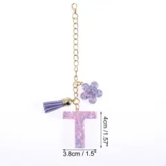 Unique Bargains Star Sequin Letter T Flower Tassel Water Cup Pendant Purple 1 Pc