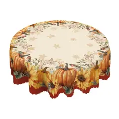 LOVEVOOK Thanksgiving Tablecloth, Round Fall Tablecloth, Pumpkin Table Cloth, Autumn Harvest for Christmas, Holiday, Birthday,Thanksgiving Decor