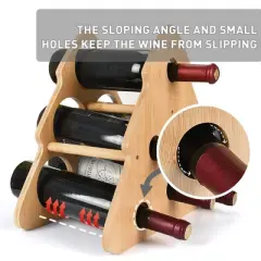 Tirrinia Christmas Tree-Shaped Bamboo Wine Rack - 6 Bottle Freestanding Holder for Kitchen, Bar & Home Storage