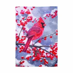 Evergreen Red Cardinal Suede Garden Flag 12 x 18 Inches Indoor Outdoor Decor