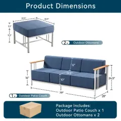 Gymojoy Outdoor Sofa Funiture with Thick Cushion for Garden Yard