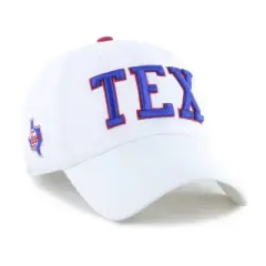 MLB Texas Rangers White Cooperstown Clique Hat: Cotton Adjustable Baseball Cap