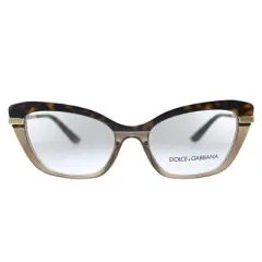Dolce & Gabbana DG 3325 3256 Womens Cat-Eye Eyeglasses Havana On Transparent Brown 52mm