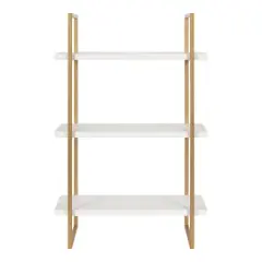 20" x 30" Leigh Wood and Metal Wall Shelf White/Gold - Kate & Laurel All Things Decor