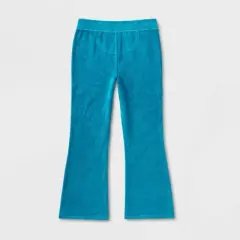Girls' Adaptive Velour Flare Pull-On Pants - Cat & Jack&trade; Teal Blue