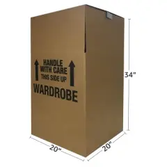 UBMOVE 1-Pack Shorty Wardrobe Moving Box 20" x 20" x 34"