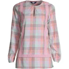 Lands' End Women's Cotton Long Sleeve Split Neck Tunic Top