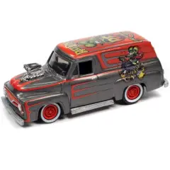 1955 Ford Panel Delivery Truck Gray Met. w/Graphics "Rat Fink" "Pop Culture" 1/64 Diecast Model Car by Johnny Lightning
