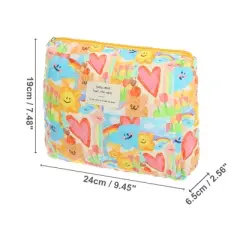 Unique Bargains Durable Medium Quilted Heart Makeup Bag Assorted Color 1 Pc