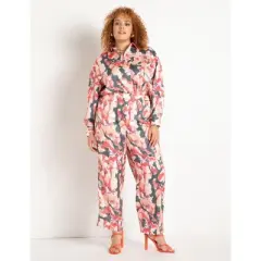 ELOQUII Women&rsquo;s Plus Size Printed Satin Pant