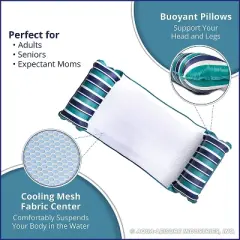 Aqua Leisure Monterey XL Hammock 4 in 1 Multi Purpose (Saddle, Lounge Chair, Hammock, Drifter) Inflatable Pool Float, Teal with Navy Stripes