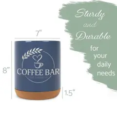 Elanze Designs Coffee Bar Love Is Brewing Ceramic Cork Bottom Navy Blue Large Capacity Utensil Holder Crock for Countertop Storage, Stylish & Durable