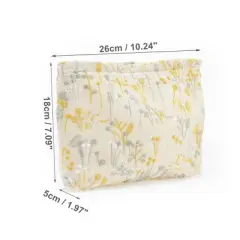 Unique Bargains Women's Embroidery Makeup Bag Beige Yellow 1 Pc