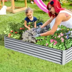 Land Guard Galvanized Raised Garden Bed Kit, Outdoor Metal Raised Garden Beds, Galvanized Planter Raised Garden Boxes For Vegetables