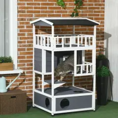 Gulches 54in H x 30in W x 30in D SkyLoft Cat House gray 1 Pack Outdoor Wooden Catio Livestock Supplies Product type