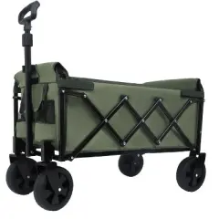 Expandable Dual-Layer Utility Wagon with 100% Extra Space - Grocery CartSupports 225lbs, army green