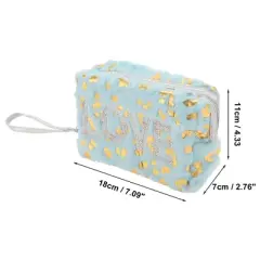 Unique Bargains Women's Portable Leopard Sequin LOVE Makeup Bag 1 Pc