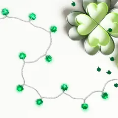 Northlight LED St Patrick's Day Shamrock String Lights with Timer - Green - 5.5' Clear Wire - 20ct