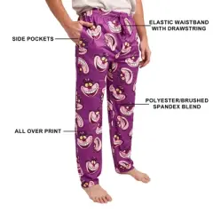 Disney Alice In Wonderland Chesire Cat All-Over Print Adult Purple Sleep Pajama Pants
