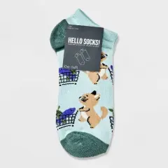 Women's Shopping Cats Low Cut Socks - Aqua 4-10: Lightweight Animal Print Ankle Apparel