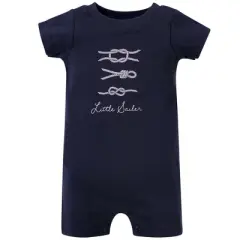 Hudson Baby Infant Boy Cotton Rompers 3pk, Little Sailer