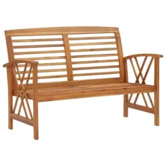 vidaXL Outdoor Patio Bench Wooden Garden Bench with Armrests Solid Wood Acacia - Brown