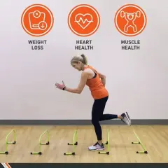 Body Sport Adjustable Athletic Speed Training Hurdles, Jumping & Speed Training Fitness Equipment, Hurdles for Sports - Set of 5 - Yellow