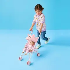 Pink Dot Bear Fold-Up Doll Stroller for 14" - 16" Dolls - Gigglescape&trade;