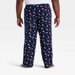 Men's Santa Print Microfleece Holiday Matching Family Pajama Pants - Wondershop&trade; Navy Blue