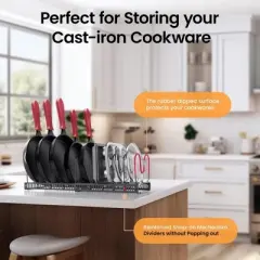 MaseiKar Expandable Pot Lid Organizer, Pots and Pans Lid Rack, Adjustable Pot Lid Holders