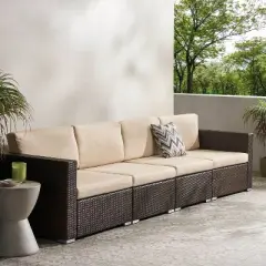 Christopher Knight Home 4pc Santa Rosa Wicker Outdoor Furniture Sofa Set Multibrown/Beige