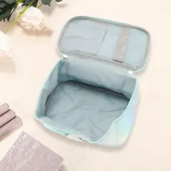 Unique Bargains Women's Square Letter A Makeup Bag Blue 1 Pc