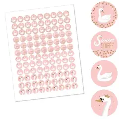 Big Dot of Happiness Swan Soiree - White Swan Baby Shower or Birthday Party Round Candy Sticker Favors - Labels Fits Chocolate Candy (1 sheet of 108)