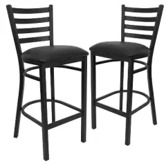 Emma and Oliver 2 Pack Ladder Back Metal Restaurant Barstool