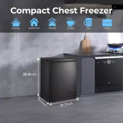 Kismile 3.5 Cu.Ft Deep Freezer, Chest Freezer with Two Baskets, Energy Saving and Low Noise,7 Temperature Settings (Black)