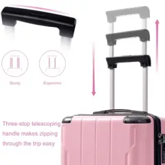 Syemin Bag and Luggage Sets 20-Inch Hardshell Carry-On Luggage, Lightweight Durable ABS Suitcase with Spinner Wheels, Pink, 13.8"*21.5"*8.3"
