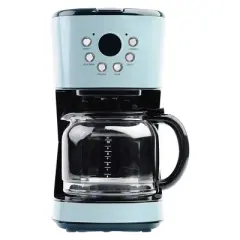 Haden Coffee Machine, 12 Cup Drip Coffee Maker Bundled with Heritage 1.7 Liter Stainless Steel Electric Kettle, Turquoise & Chrome