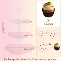 Unique Bargains 3-Layer Heart-shaped Dessert Cupcake Stand with Layered Serving Tray for Pastries Donuts and Fruits