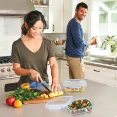 Bentgo 2pc 4.4c Glass Meal Prep Container Set Blue Quartz: Leakproof Glass Food Storage with Lids, Dishwasher Safe