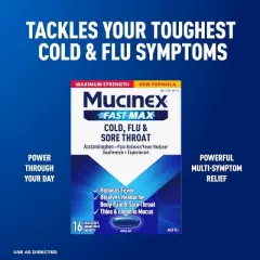 Mucinex Fast-Max Cold, Flu & Sore Throat Liquid Gel, 16 Ct