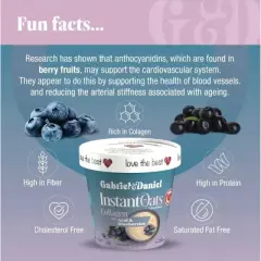 Gabriel and Daniel Instant Oatmeal with Blueberries, Acai and Collagen &ndash; Organic, Non-GMO, Gluten-Free Oats (Pack of 6)