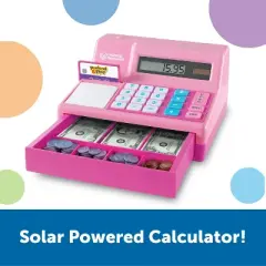 Learning Resources Pretend & Play Calculator Cash Register Pink - 73 Pieces, Ages 3+ Educational Toddler Toys