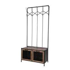 Hall Tree Coat Rack with Storage Drawers Black - Olivia & May