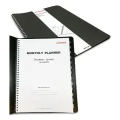 Monthly Planner, 11 x 8, Black Cover, 14-Month: Dec 2025 to Jan 2027