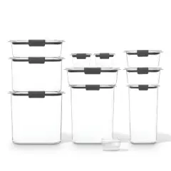 Rubbermaid Brilliance 10pc Plastic Food Storage Container Set: Clear, Dishwasher-Safe, Lifetime Warranty