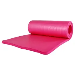 BalanceFrom Fitness 71 x 24 x 1'" All-Purpose Extra Thick Non-Slip High Density Anti-Tear Exercise Yoga Mat with Knee Pad & Carrying Strap, Pink