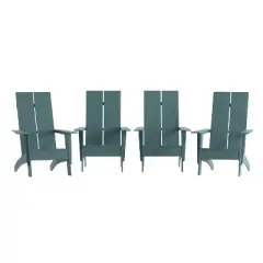 Emma and Oliver Set of 4 Modern Dual Slat Back Indoor/Outdoor Adirondack Style Chairs